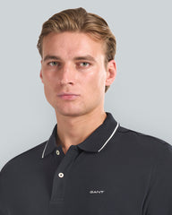 Tipped Piqué Polo Shirt Black / L