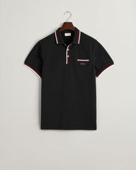 2-Color Tipped Piqué Polo Shirt Black / S