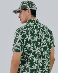 Regular Fit Cotton Linen Palm Shirt Pine Green / M