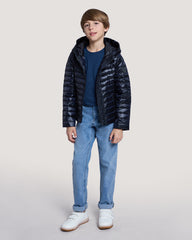 Teen Girls Shiny Lightweight Padded Down Jacket Black / 134/140