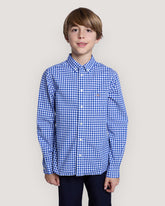 Teens Shield Gingham Poplin Shirt College Blue / 134/140