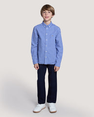 Teens Shield Gingham Poplin Shirt College Blue / 134/140