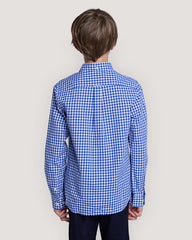 Teens Shield Gingham Poplin Shirt College Blue / 134/140