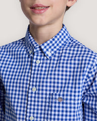 Teens Shield Gingham Poplin Shirt College Blue / 134/140