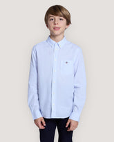 Teens Shield Striped Poplin Shirt Light Blue / 134/140