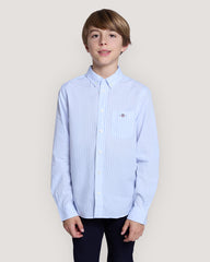 Teens Shield Striped Poplin Shirt Light Blue / 134/140