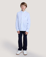 Teens Shield Striped Poplin Shirt Light Blue / 134/140