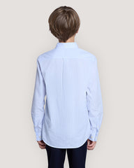 Teens Shield Striped Poplin Shirt Light Blue / 134/140