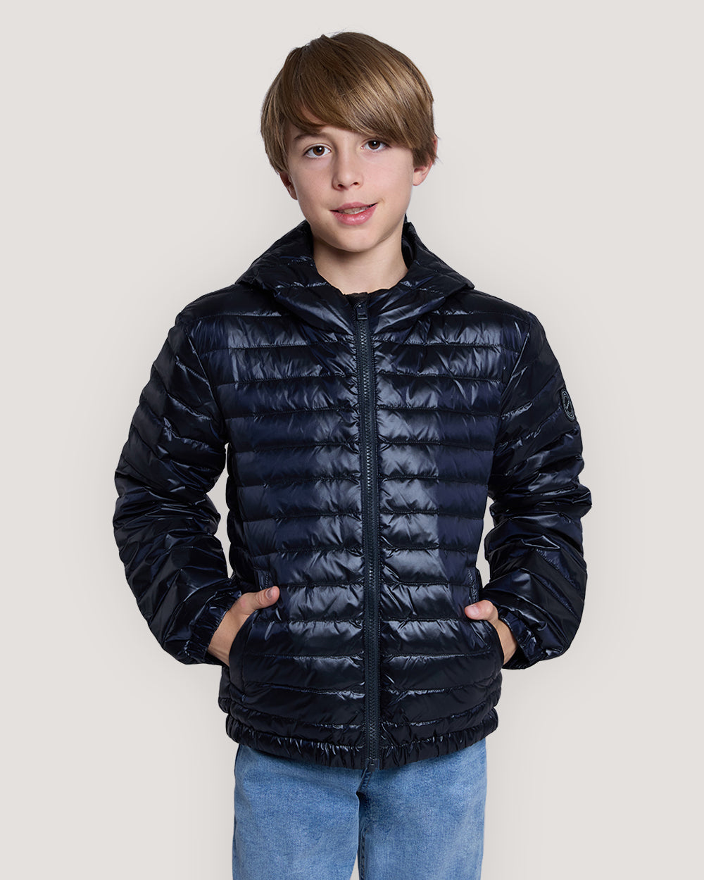 Teens Shiny Lightweight Padded Down Jacket Black / 134/140
