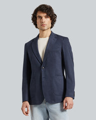 Gant Slim Two-Toned Twill Jersey Blazer – Tailored Cut, Textured Fabric Evening Blue / 50