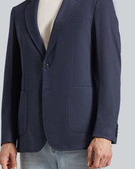 Gant Slim Two-Toned Twill Jersey Blazer – Tailored Cut, Textured Fabric Evening Blue / 50
