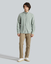 Reg Brushed Twill Stripe Shirt Green / L