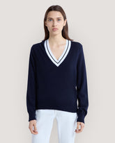 CONTRAST V-NECK Blue / M