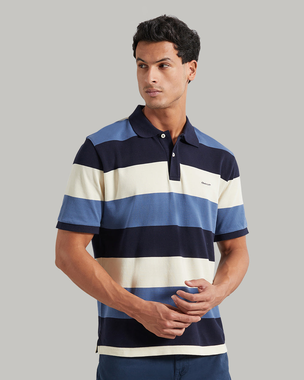 BLOCK STRIPE SS POLO Blue / L