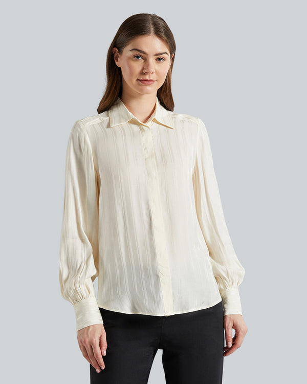 REG SATIN STRIPED SHIRT Cream / 36