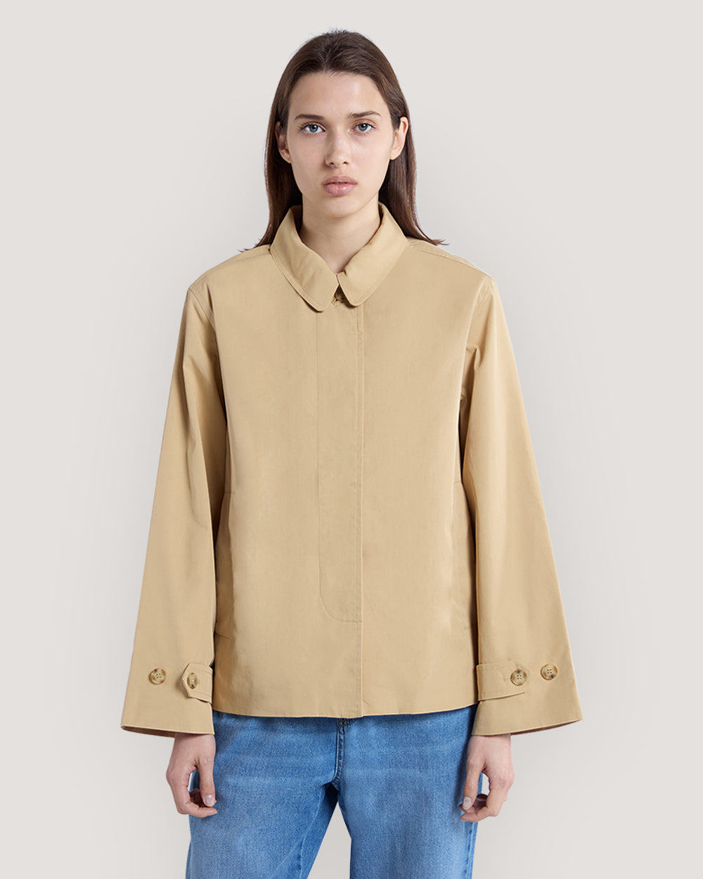 Short Cotton Car Coat Beige / M