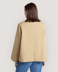 Short Cotton Car Coat Beige / M
