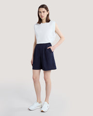Tailored Linen Shorts Blue / 36