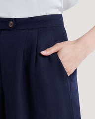 Tailored Linen Shorts Blue / 36