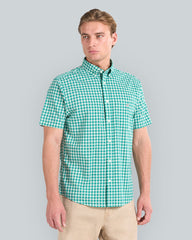 REG CLASSIC POPLIN CHECK SS SHIRT Green / L