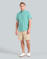REG CLASSIC POPLIN CHECK SS SHIRT Green / L