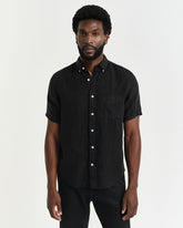 REG GMNT DYED LINEN SHIRT Black / S