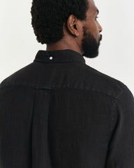 REG GMNT DYED LINEN SHIRT Black / S