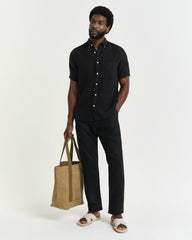 REG GMNT DYED LINEN SHIRT Black / S