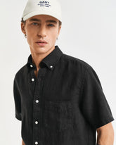 REG GMNT DYED LINEN SS SHIRT Black / S