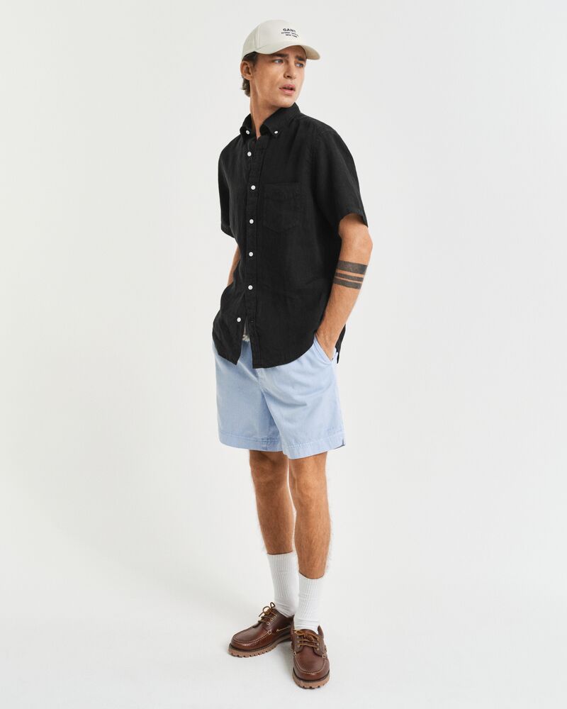 REG GMNT DYED LINEN SS SHIRT Black / S