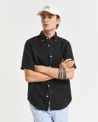 REG GMNT DYED LINEN SS SHIRT Black / S
