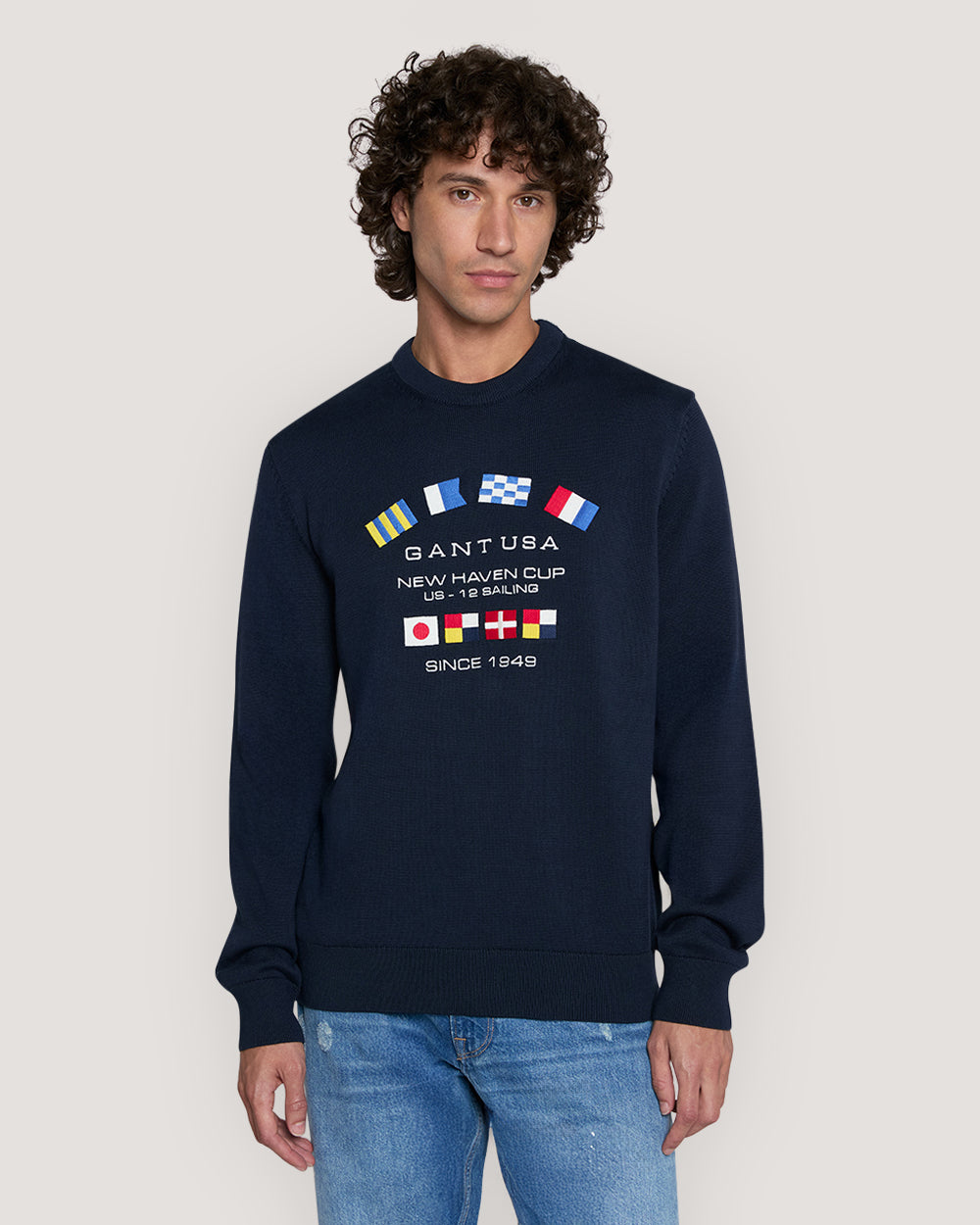 Nautical Flags Crew Neck Sweater Blue / M