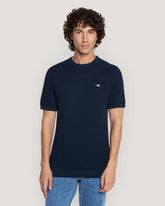 MICRO TEXTURED COTTON SS C-NECK Blue / M