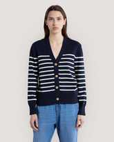 Striped Cotton Cardigan Blue / M