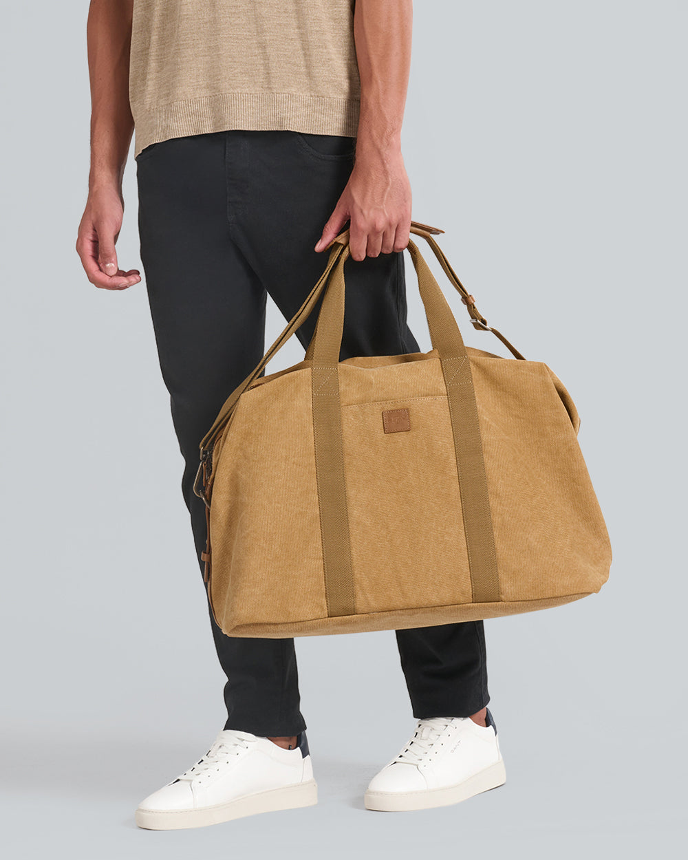 Washed Canvas Duffel Bag Beige / OS