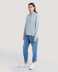 Embroidered Anchor Half-Zip Hoodie Grey / M