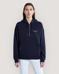 Embroidered Anchor Half-Zip Hoodie Blue / M