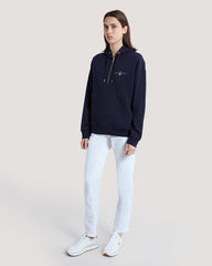 Embroidered Anchor Half-Zip Hoodie Blue / M