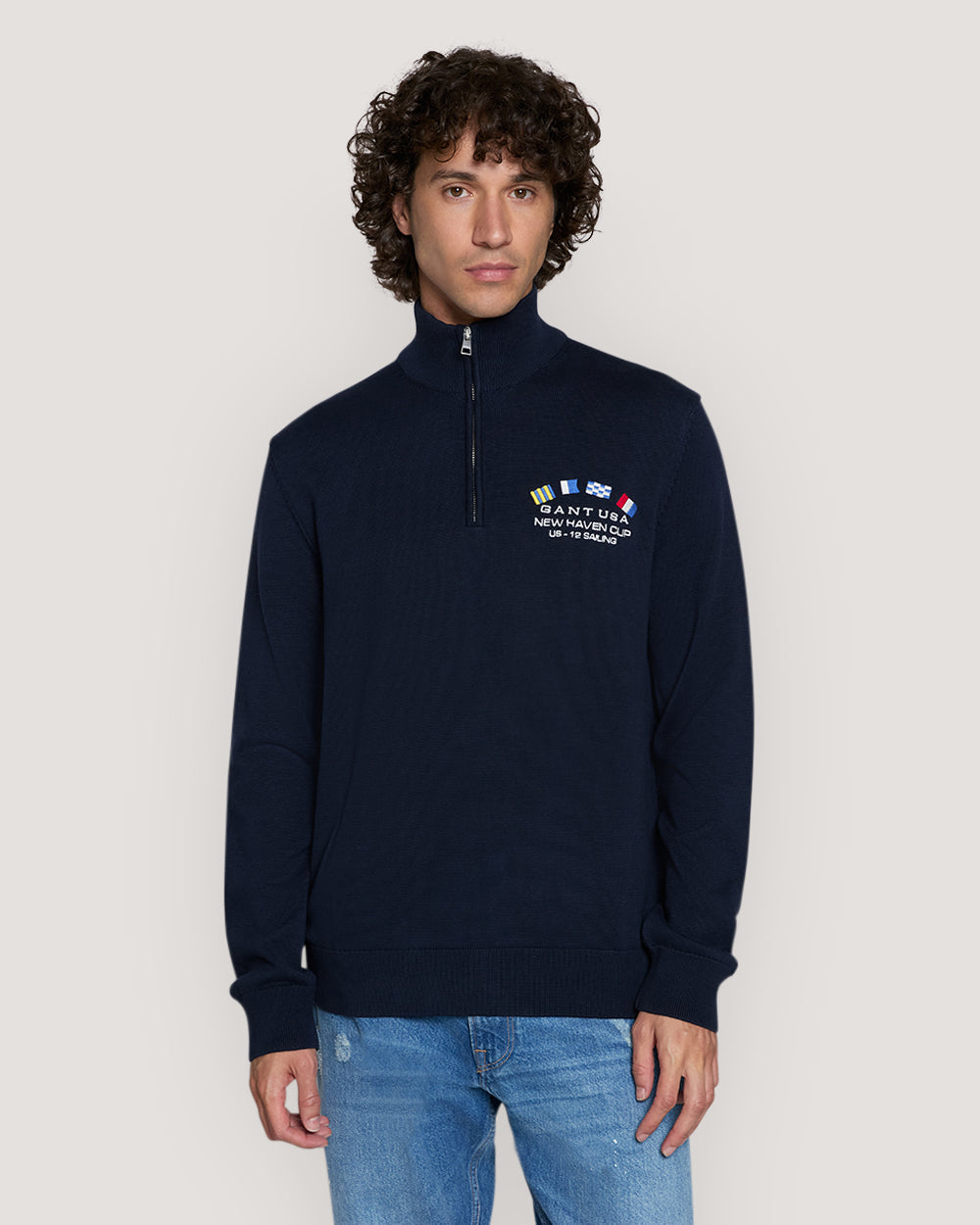 Nautical Flags Half-Zip Sweater Blue / M