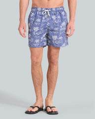 Island Print Swim Shorts Dusty Navy / L