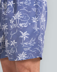 Island Print Swim Shorts Dusty Navy / L
