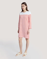 Breton Crew Neck Dress Red / M