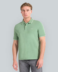Tipped Piqué Polo Shirt Green / L
