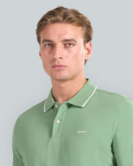 Tipped Piqué Polo Shirt Green / L