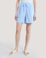 Tonal Striped Seersucker Shorts Blue / 36