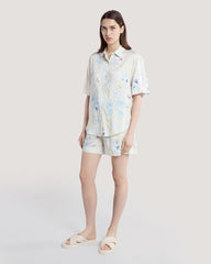 Regular Fit Floral Print Short Sleeve Shirt Putty / 36