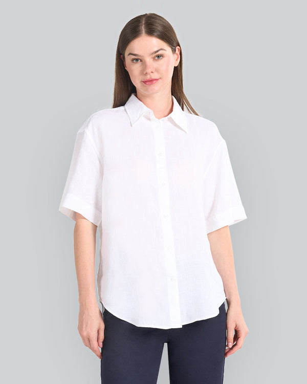 Relaxed Fit Linen Short Sleeve Shirt