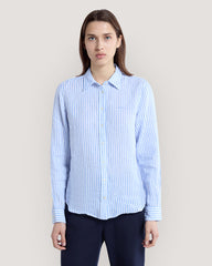 Regular Fit Striped Linen Shirt Blue / 36