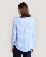 Regular Fit Striped Linen Shirt Blue / 36