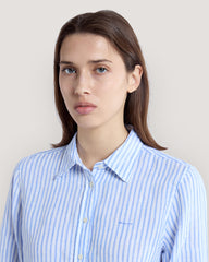 Regular Fit Striped Linen Shirt Blue / 36